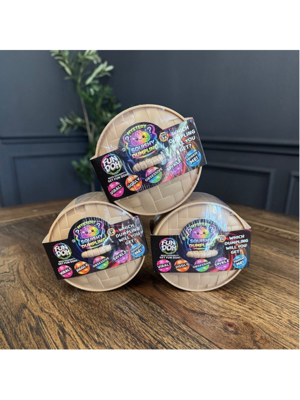 VIRAL Fun Doh Mystery Squishy Dumpling 3 Pack NEW SEALED Rare Glow Chase